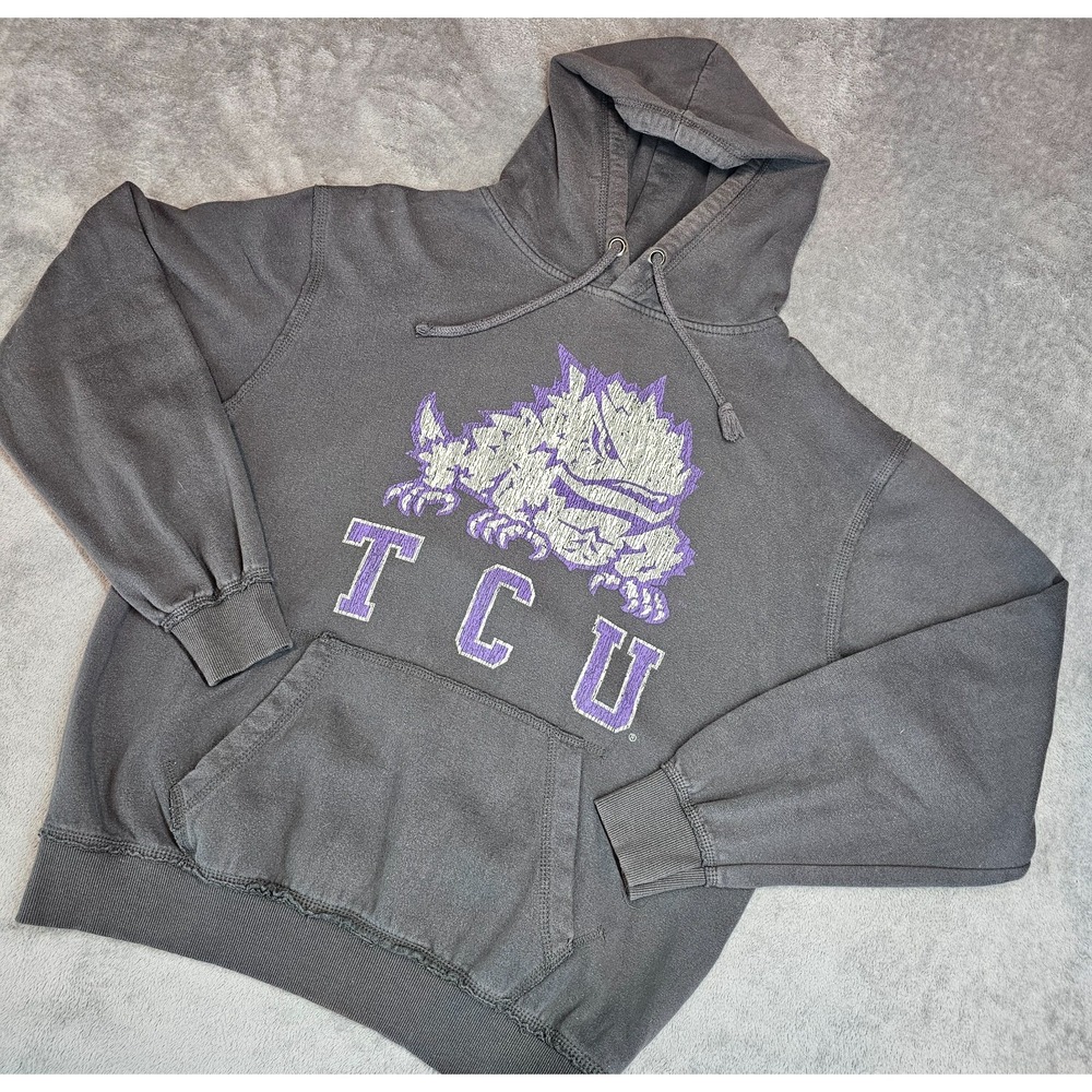 TCU Horned Frogs Sweater Adult Large Hoodie Gray Campus Heritage Fade Texas